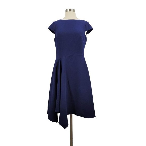 Harper Rose Asymmetrical Hem Fit and Flare Dress Navy Size 6 NWT $148 - Picture 2 of 10